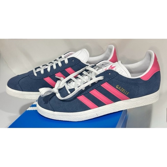 Adidas Gazelle "Ink Lucid Pink" Navy Blue with Pink Suede Sneakers size 6.5 NEW - Picture 12 of 16